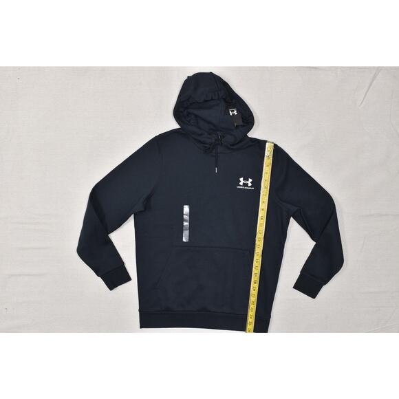 Under Armour Men's Essential Fleece Hoodie Loose Fit Black Size S Cotton NEW - Picture 2 of 8